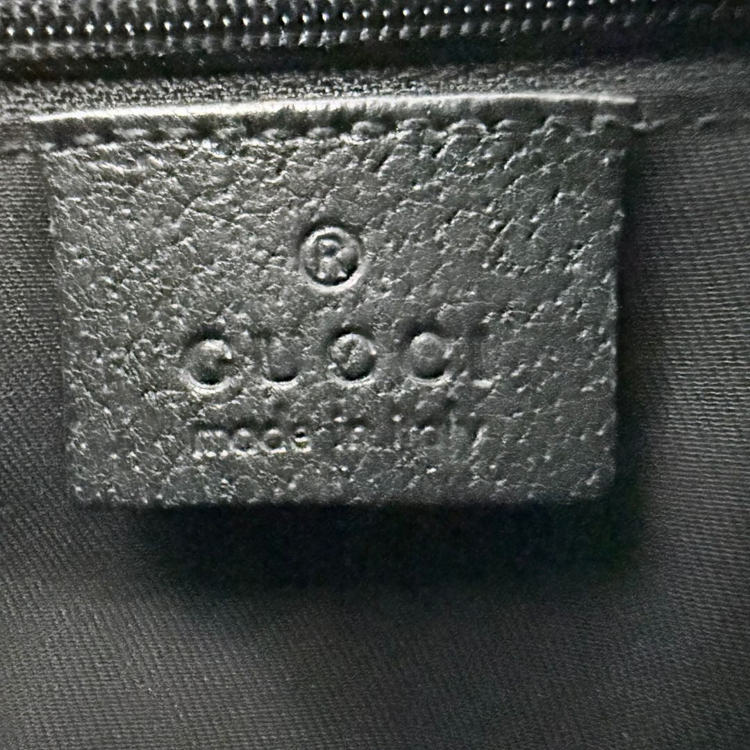 Gucci GG Canvas Leather Black Hobo Shoulder Bag