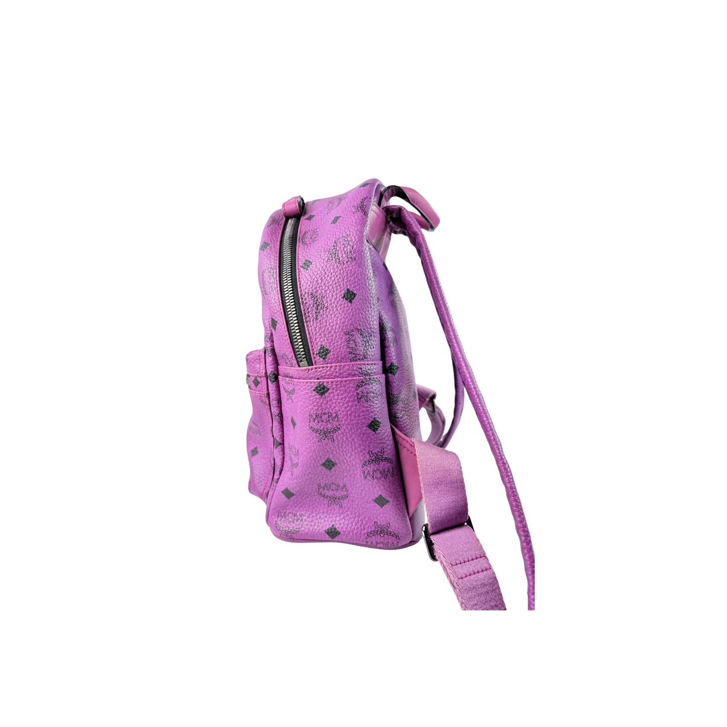 MCM Stark Visetos Purple Leather Backpack