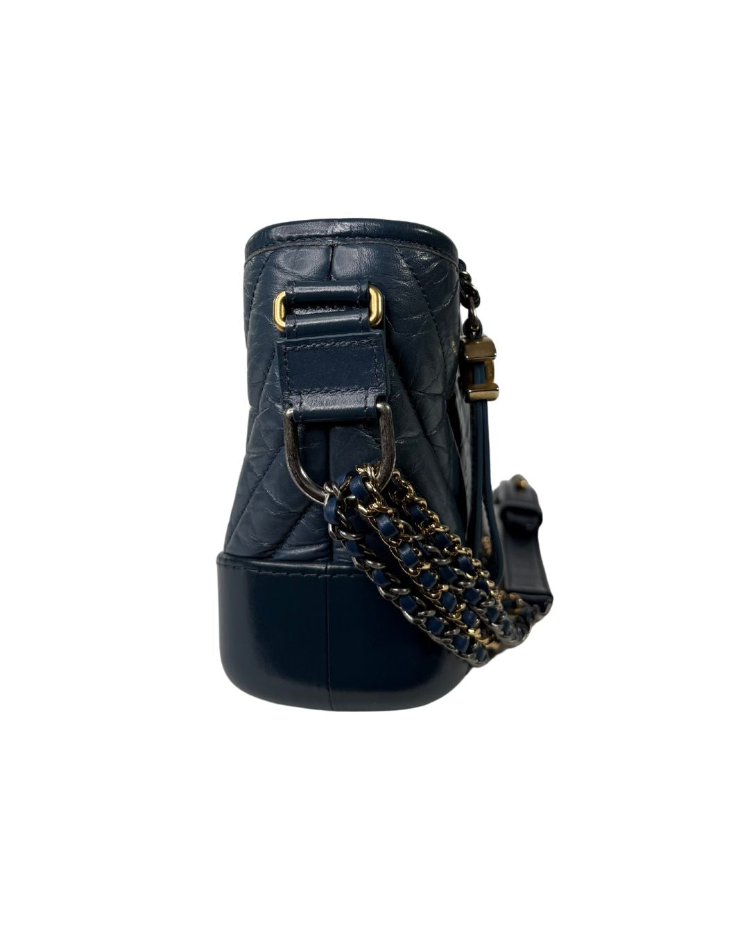Chanel Gabrielle Small Blue Aged Calfskin Hobo Bag