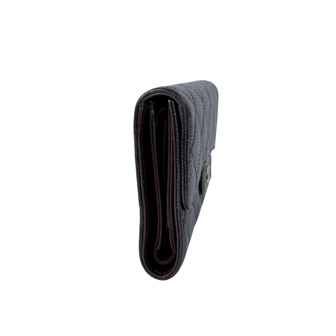 Chanel Black Caviar Classic Long Flap Wallet