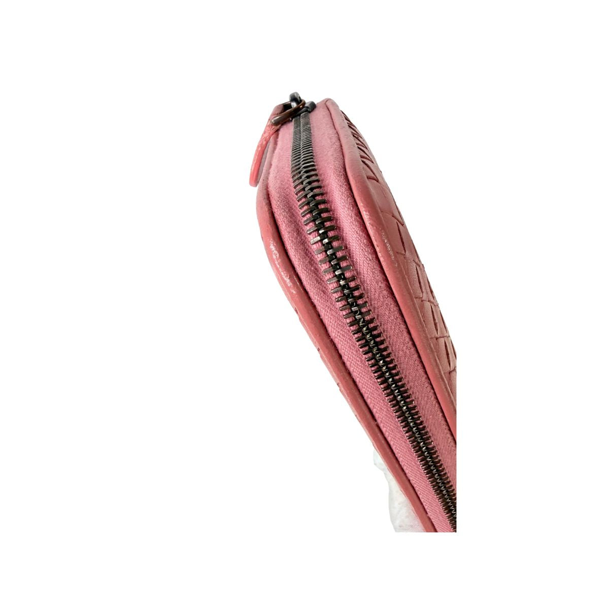 Bottega Veneta Intrecciato Pink Leather Zip Around Wallet
