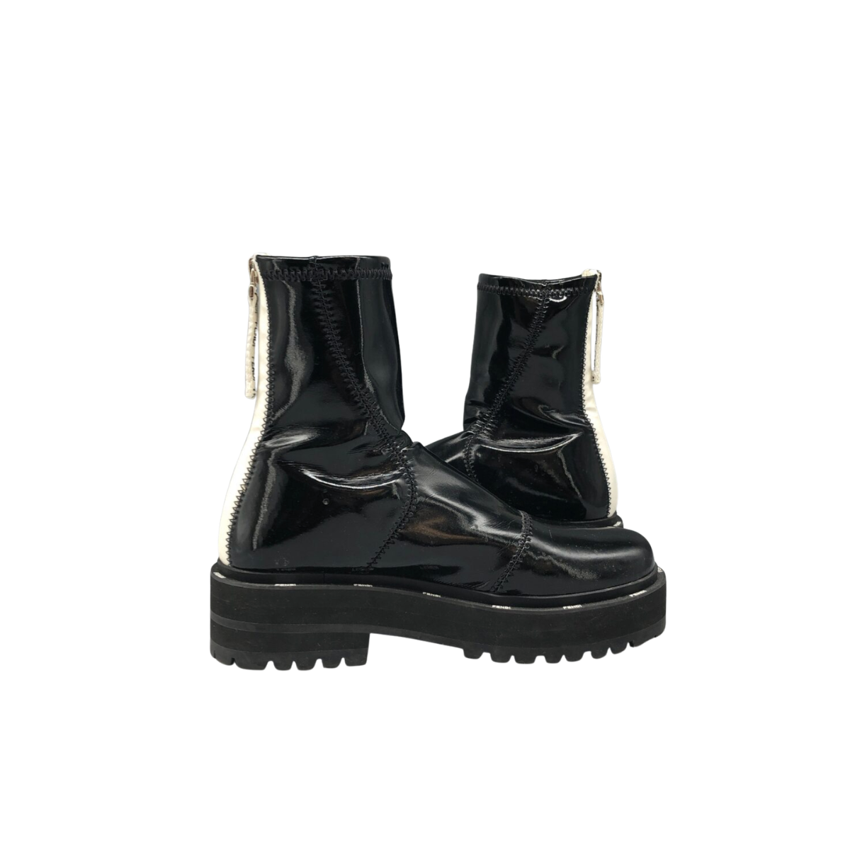 Fendi Platform Ankle Boots Black Patent Leather