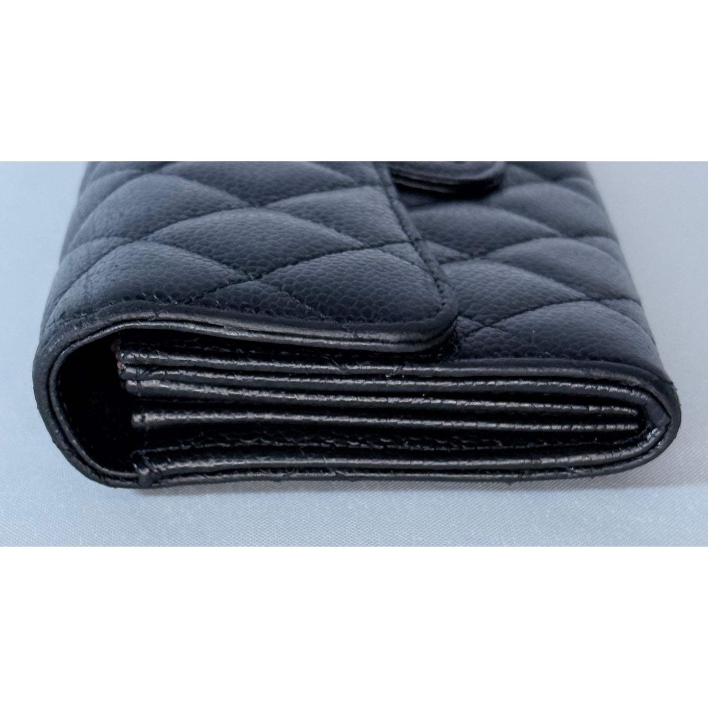 Chanel Classic Quilted Caviar Long Flap Wallet Gold CC Logo