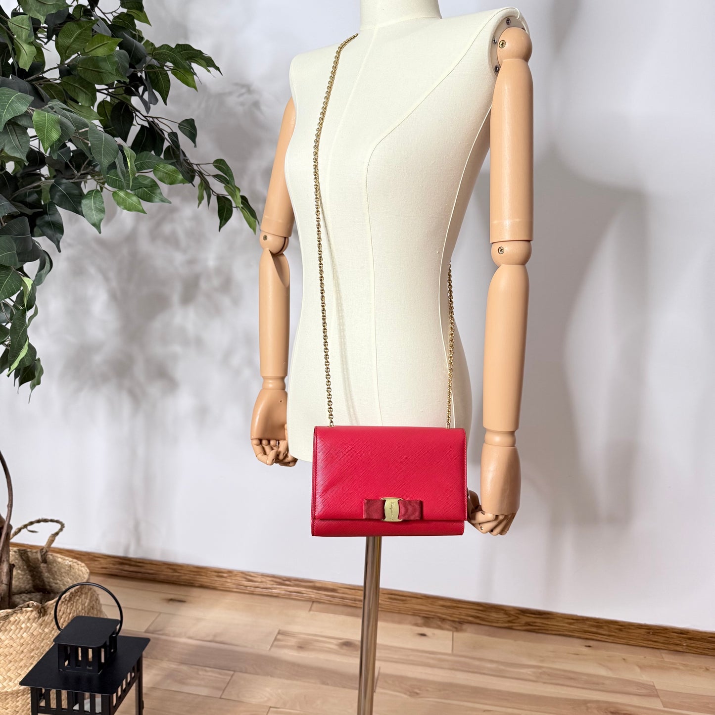 Salvatore Ferragamo Vara Bow Red Saffiano Leather Crossbody Bag