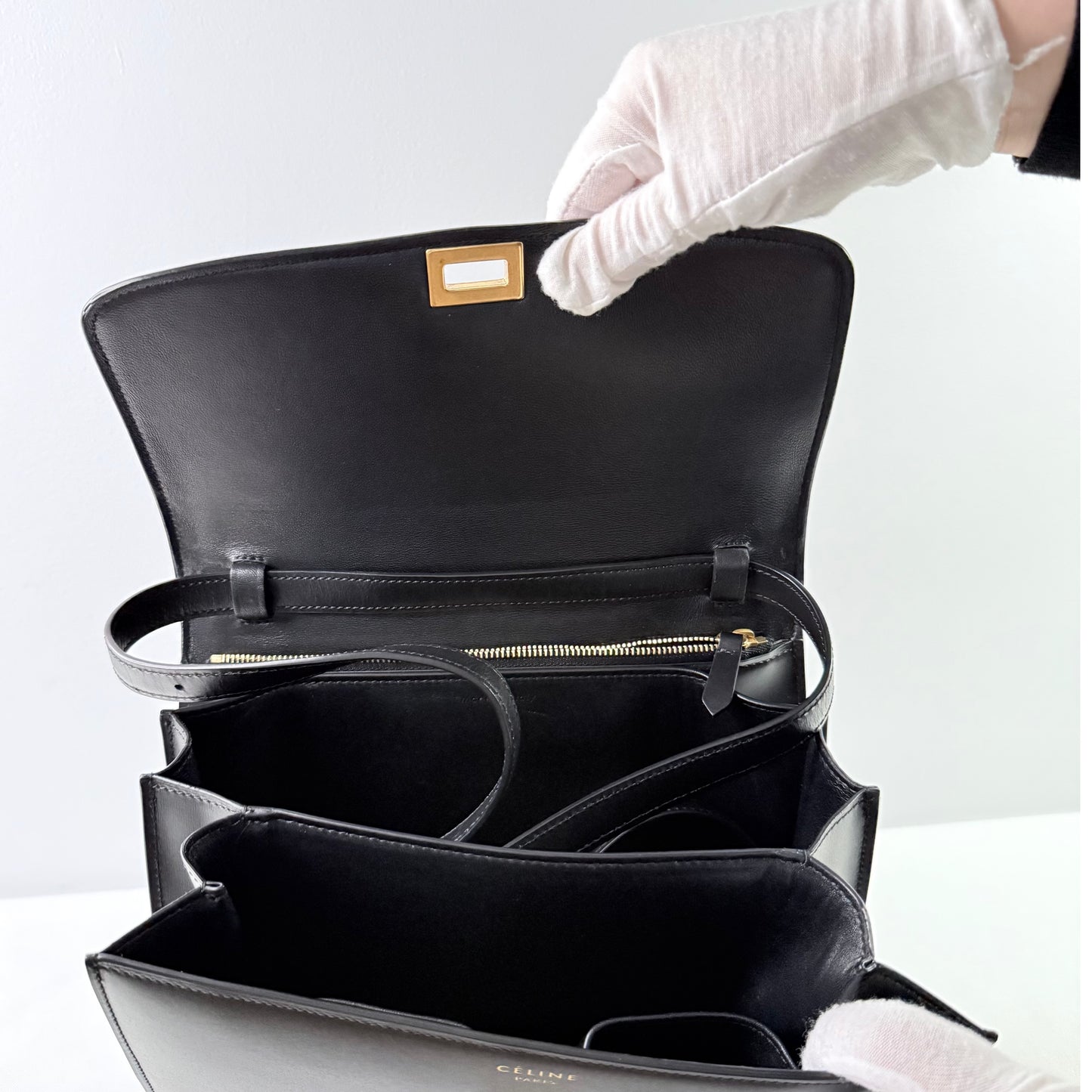 Celine Classic Smooth Calfskin Black Medium Box Bag