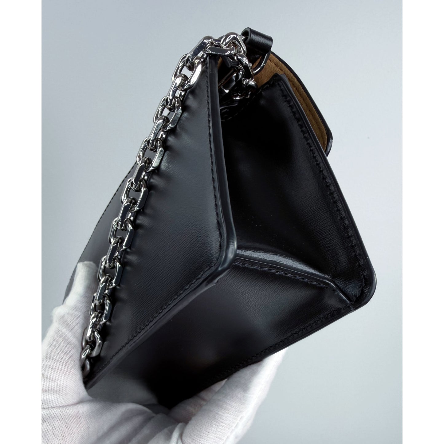 MCM Black Leather Chain Wallet Crossbody Bag