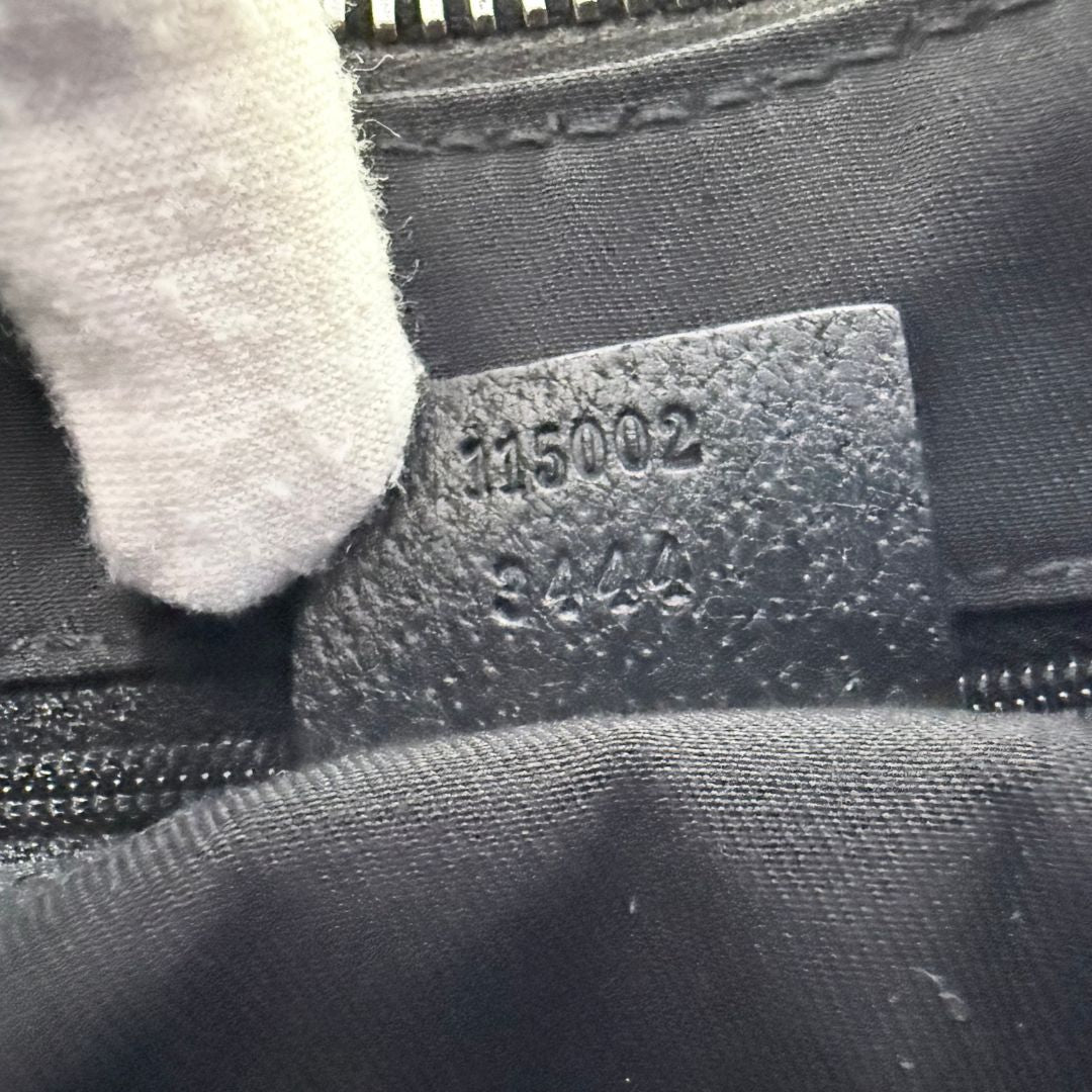 Gucci GG Canvas Leather Black Hobo Shoulder Bag
