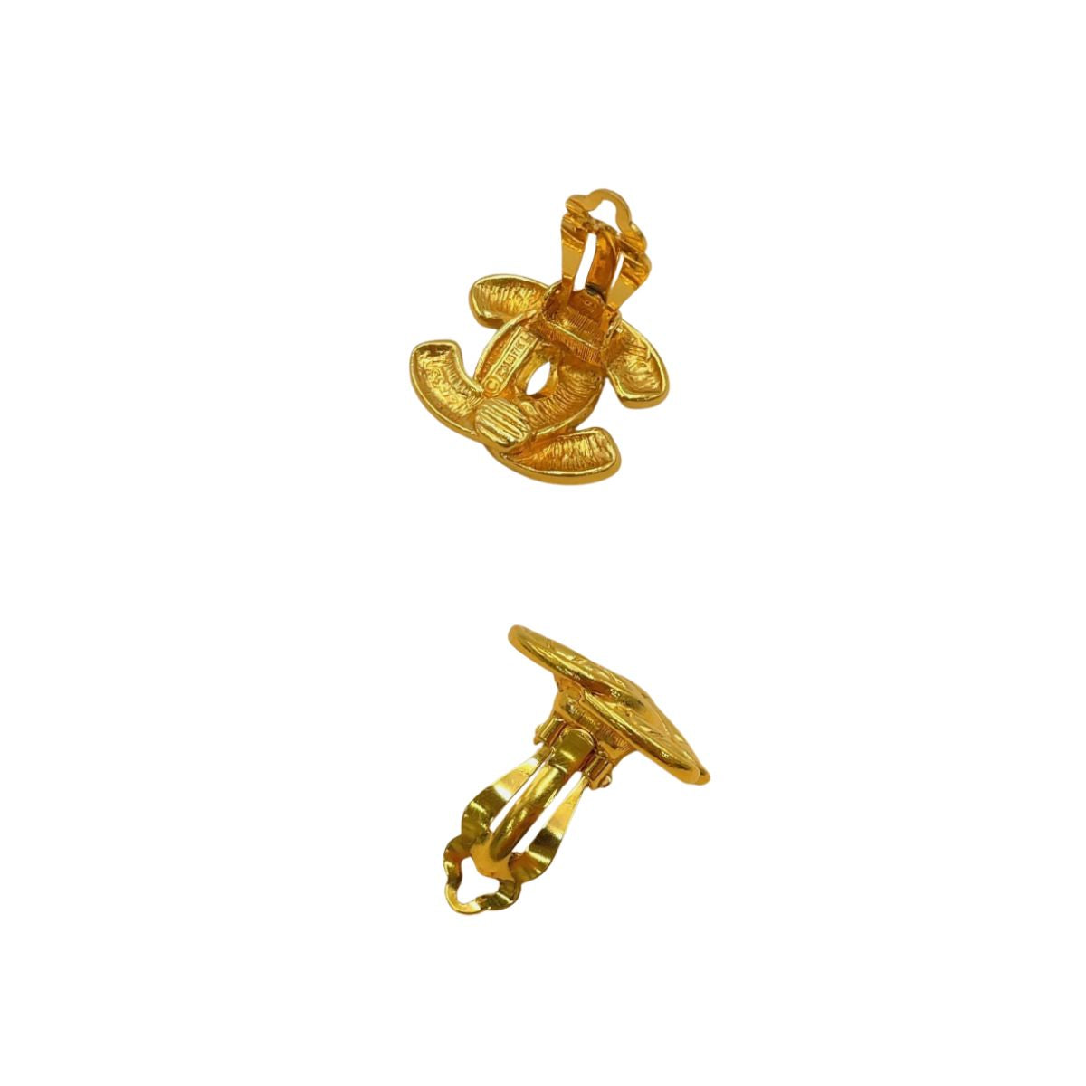 Chanel Matelassé Coco Mark Gold Metal Earrings