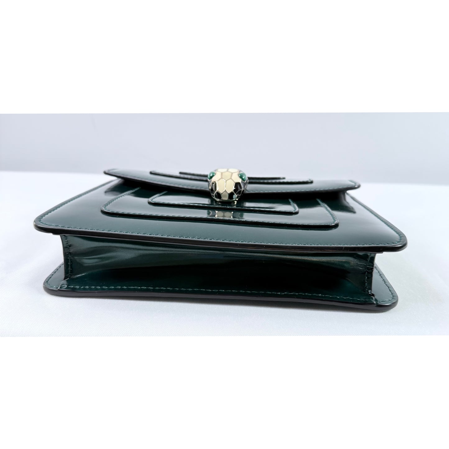 Bvlgari Serpenti Forever Mini Emerald Green Patent Leather Wallet on Chain Bag