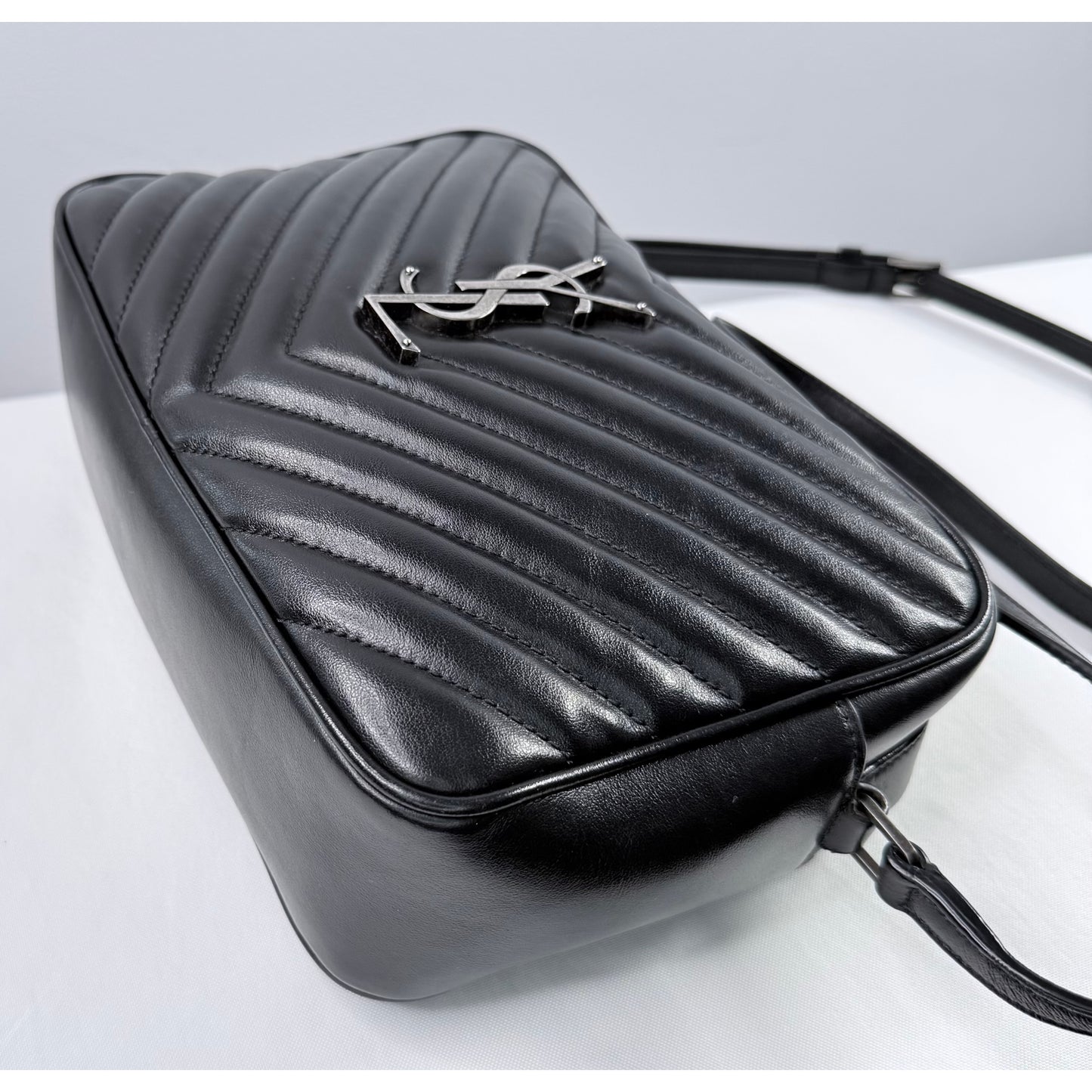 Yves Saint Laurent Black Chevron Quilted Leather Lou Camera Bag