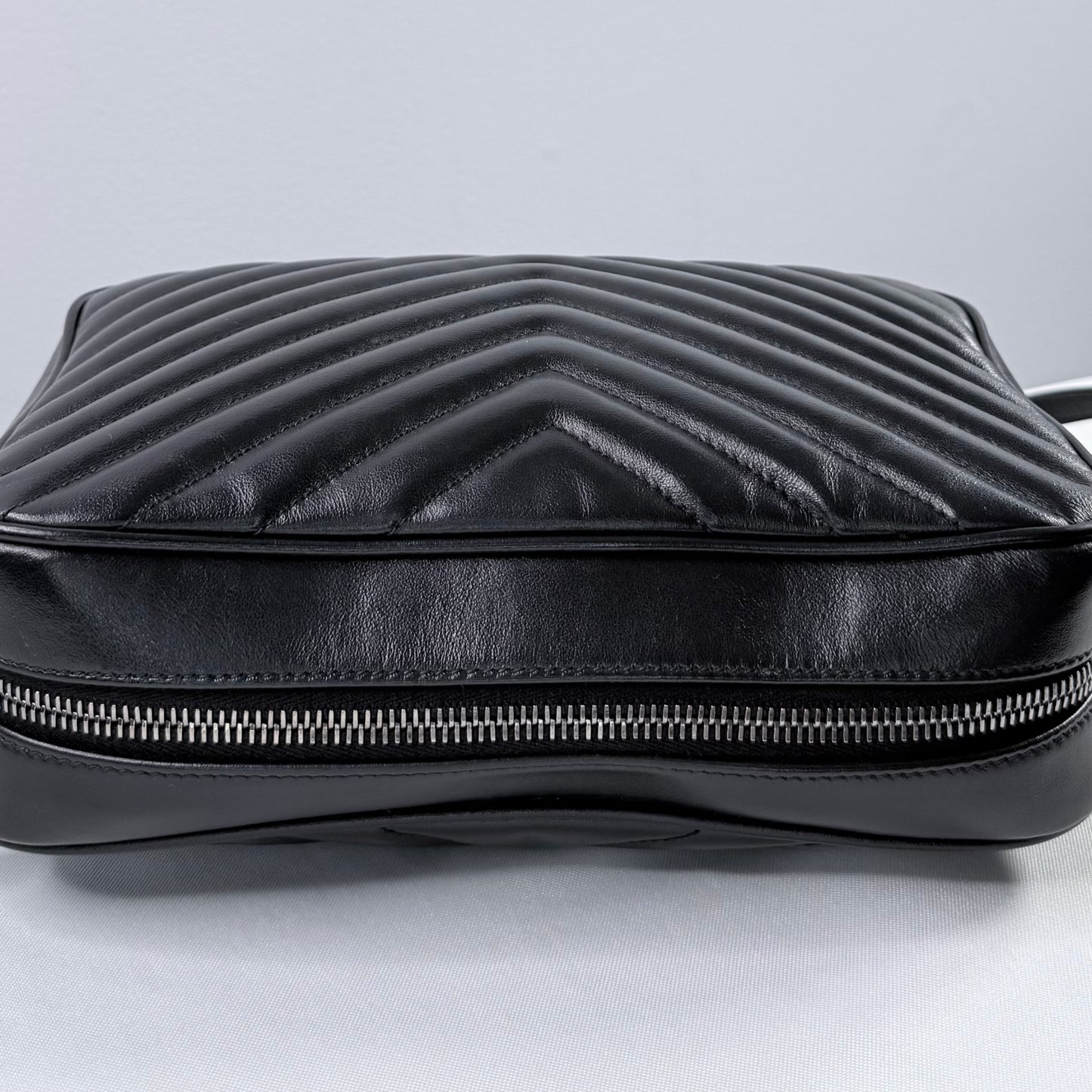 Yves Saint Laurent Black Chevron Quilted Leather Lou Camera Bag