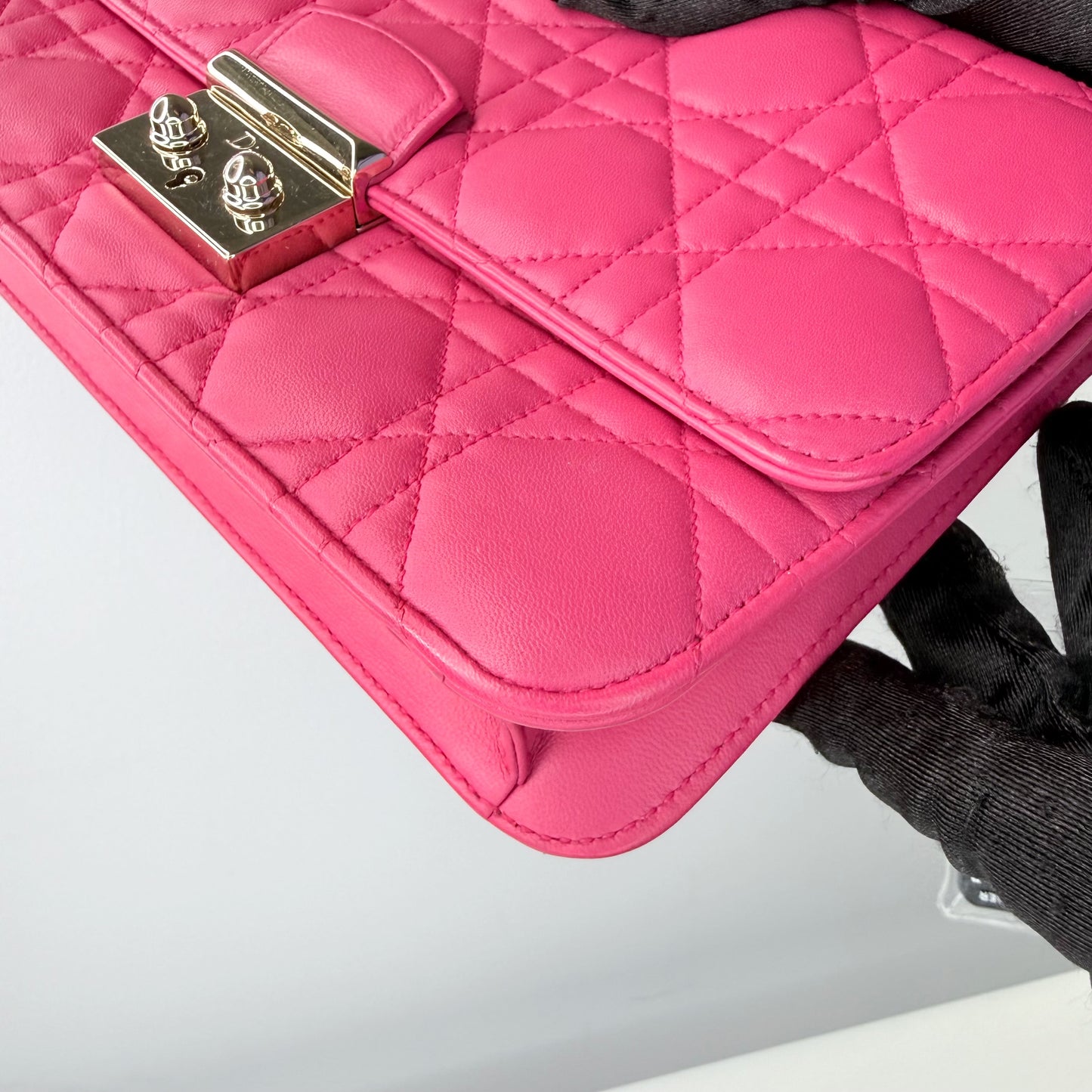 Christian Dior Miss Dior Cannage Pink Lambskin Wallet on Chain