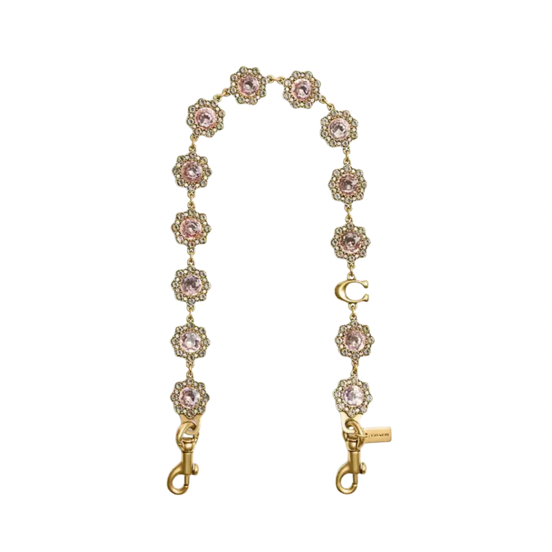 Coach Short Jewelry Chain Strap In Brass/Pink Multi CAU47 NWT