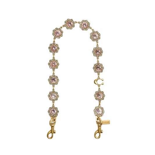 Coach Short Jewelry Chain Strap In Brass/Pink Multi CAU47 NWT