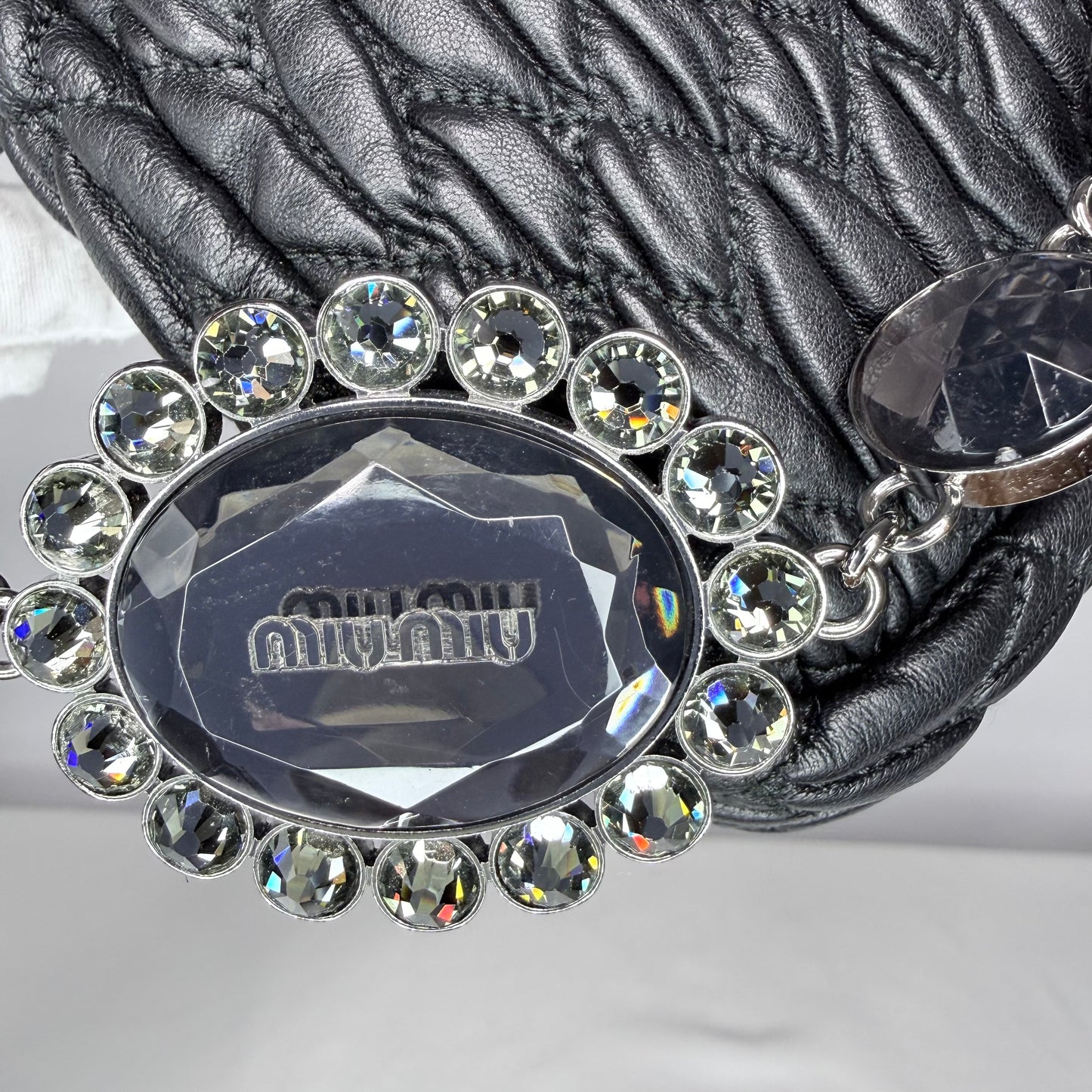 Miu Miu Quilted Nappa Leather Chain Shoulder Bag Black