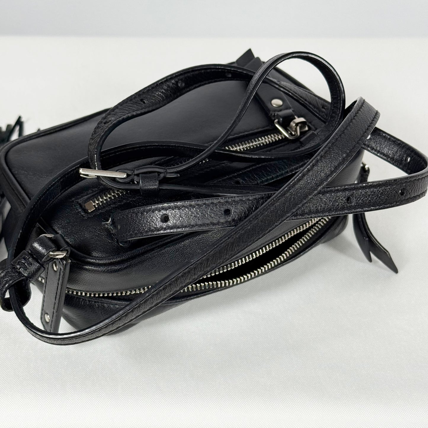 Yves Saint Laurent Black Leather Belt Bag Crossbody Bag, Rare and Hard to Find