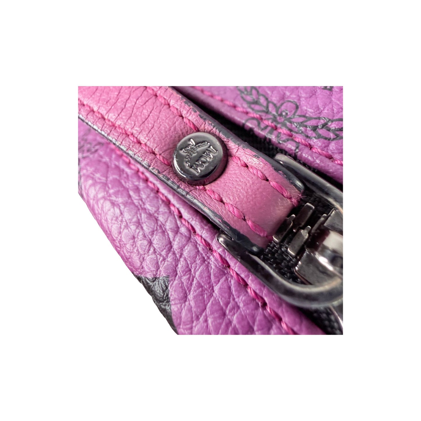 MCM Stark Visetos Purple Leather Backpack