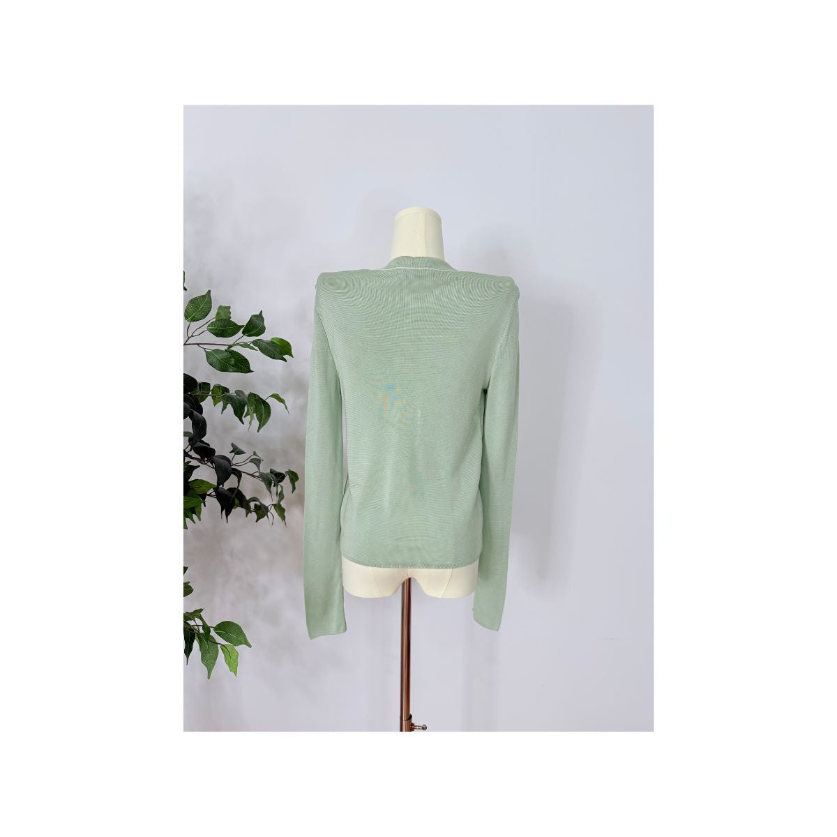 Prada Sheer Viscose Knit Cardigan Mint Green Lightweight Top