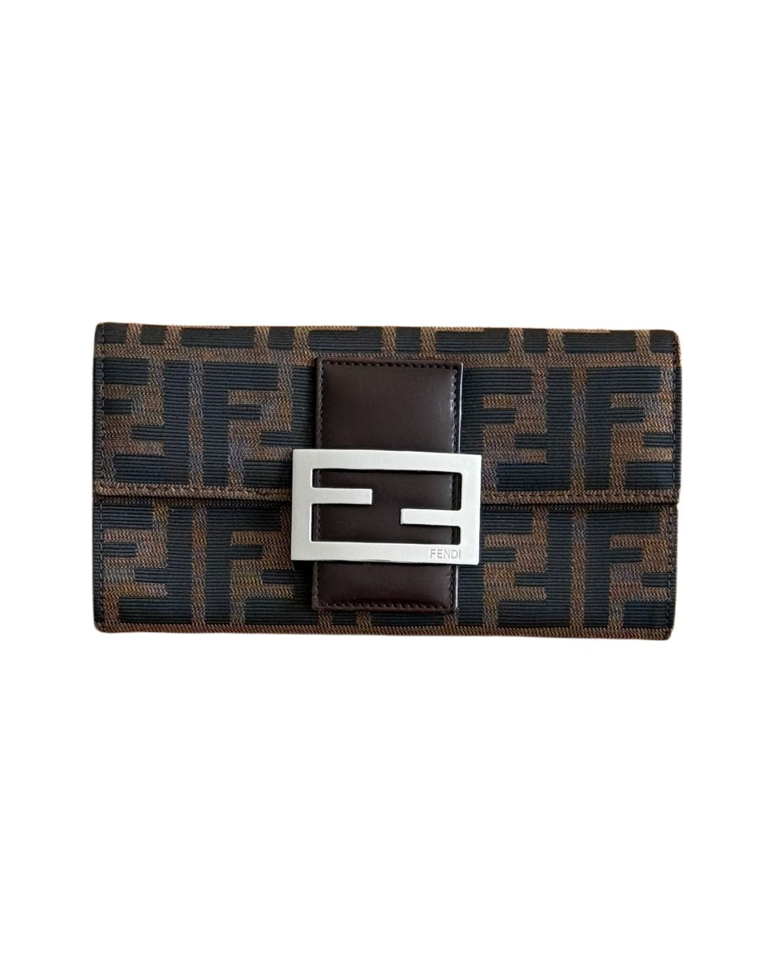 Fendi Vintage Zucca FF Brown Canvas Continental Wallet