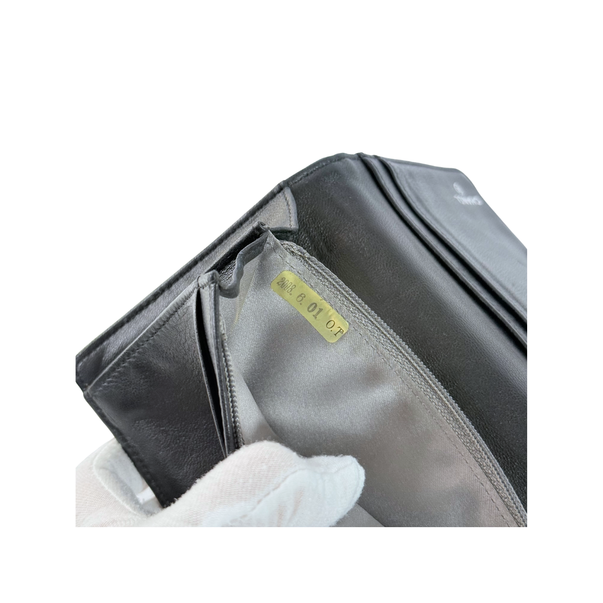 CHANEL Camellia Embossed Black Leather Long Wallet