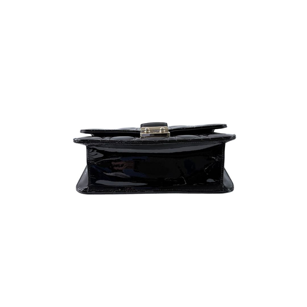 Christian Dior Miss Dior Promenade Patent Leather Black Wallet on Chain Bag