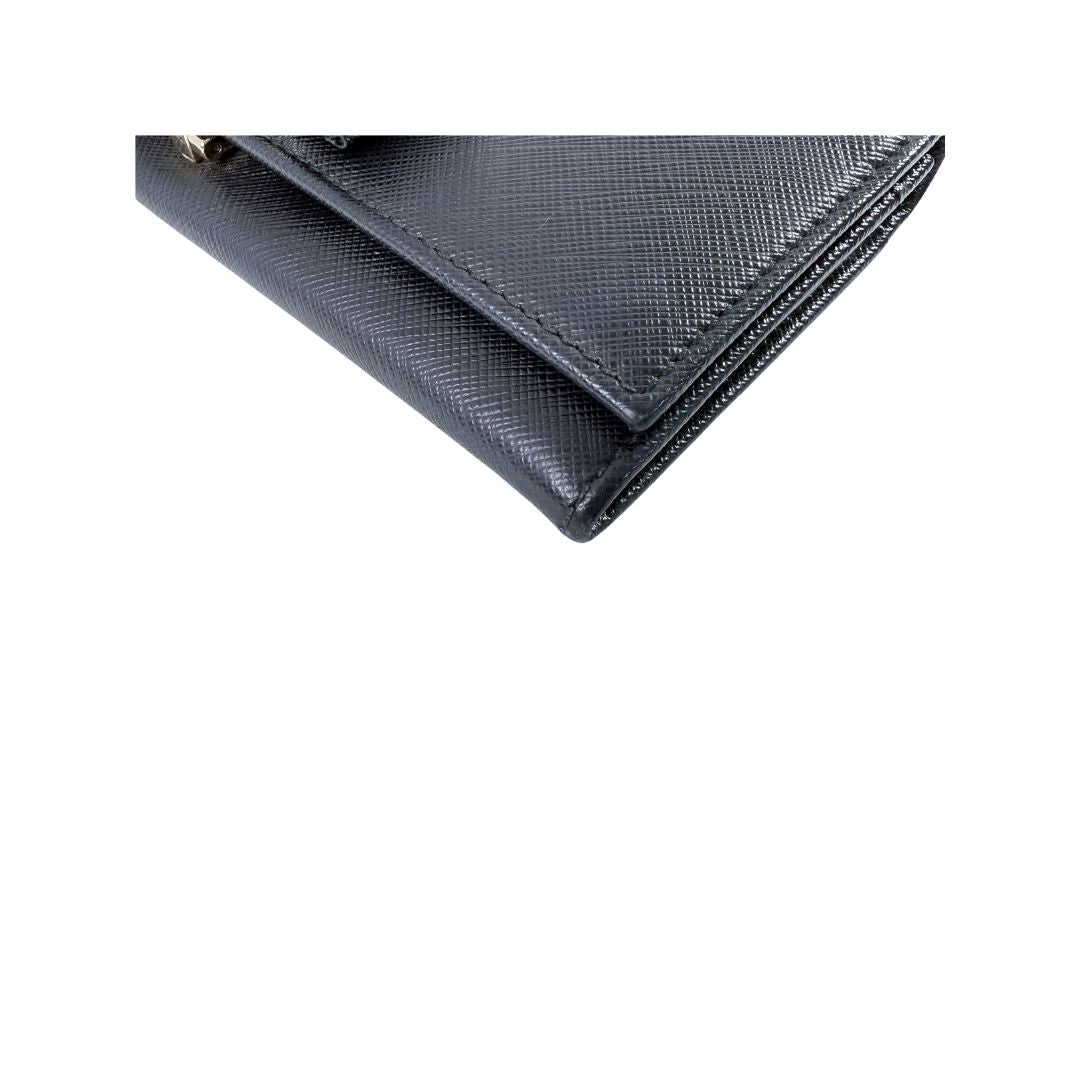 Salvatore Ferragamo Vara Bow Black Saffiano Leather Long Wallet