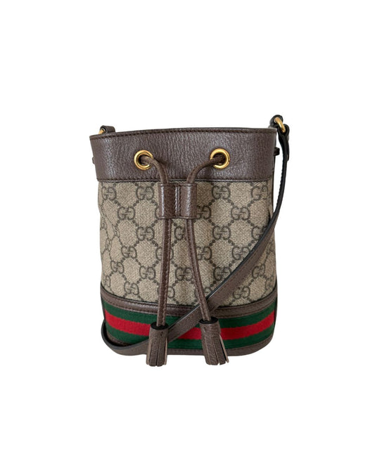 Gucci Ophidia GG Supreme Web Small Bucket Crossbody Bag