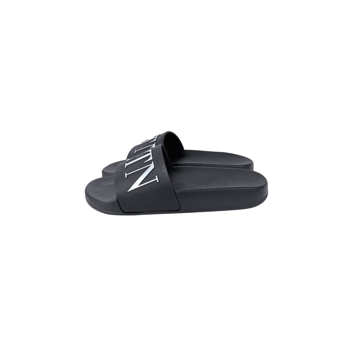 Valentino Garavani VLTN Logo Black Rubber Slide Sandals