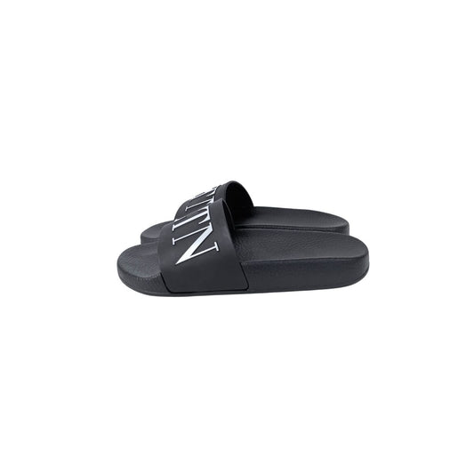 Valentino Garavani VLTN Logo Black Rubber Slide Sandals