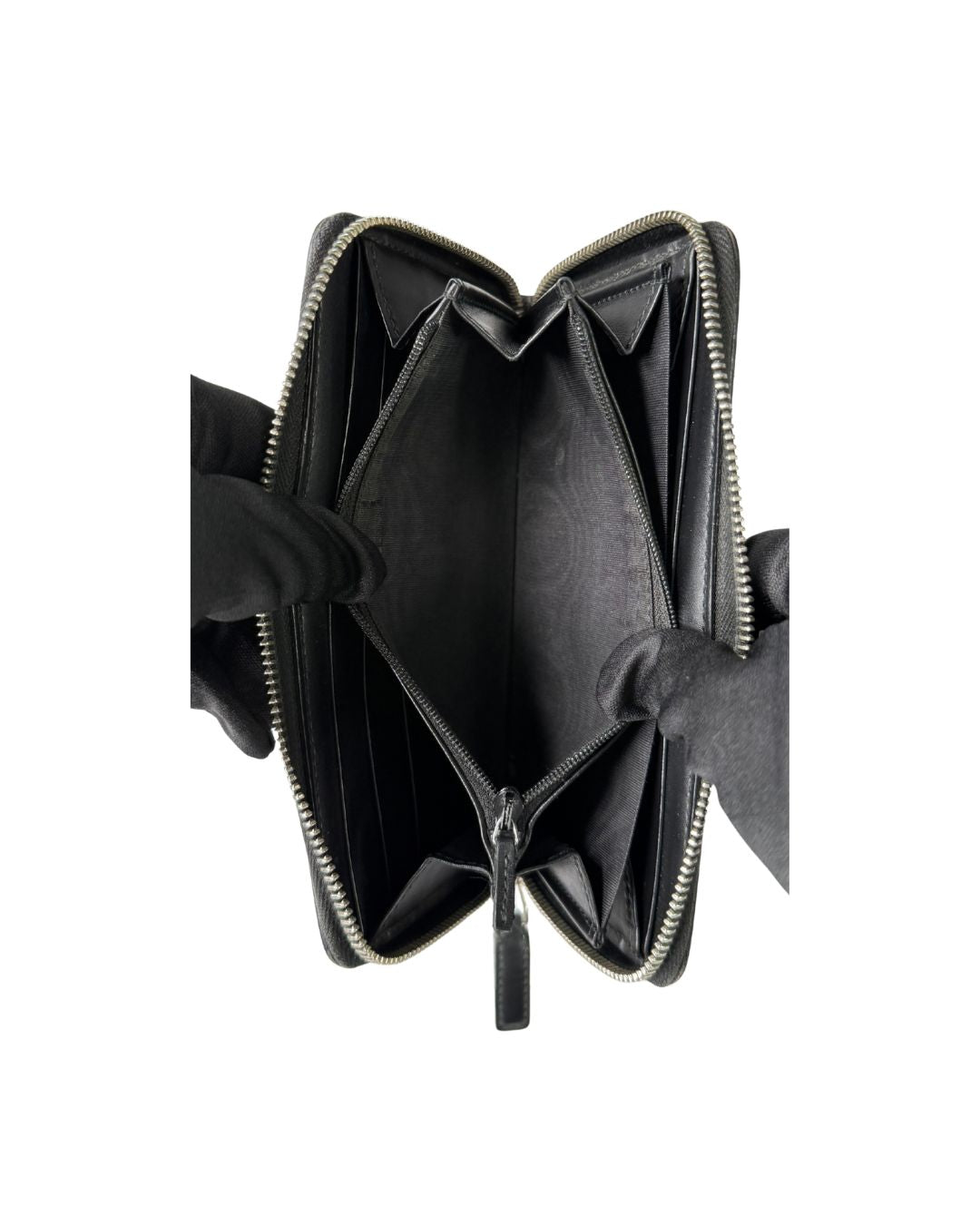 Gucci Web Guccissima Black Leather Zip Around Wallet