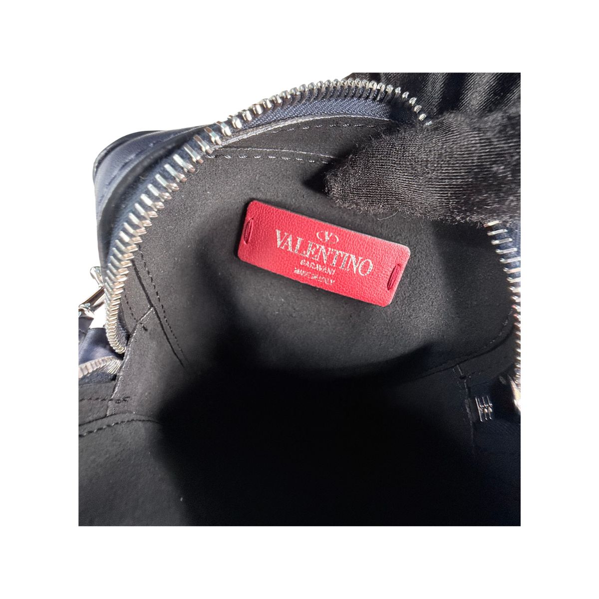 Valentino Garavani VLTN Logo Navy Leather Mini Crossbody Bag