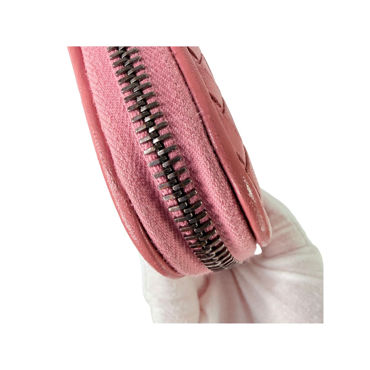 Bottega Veneta Intrecciato Pink Leather Zip Around Wallet