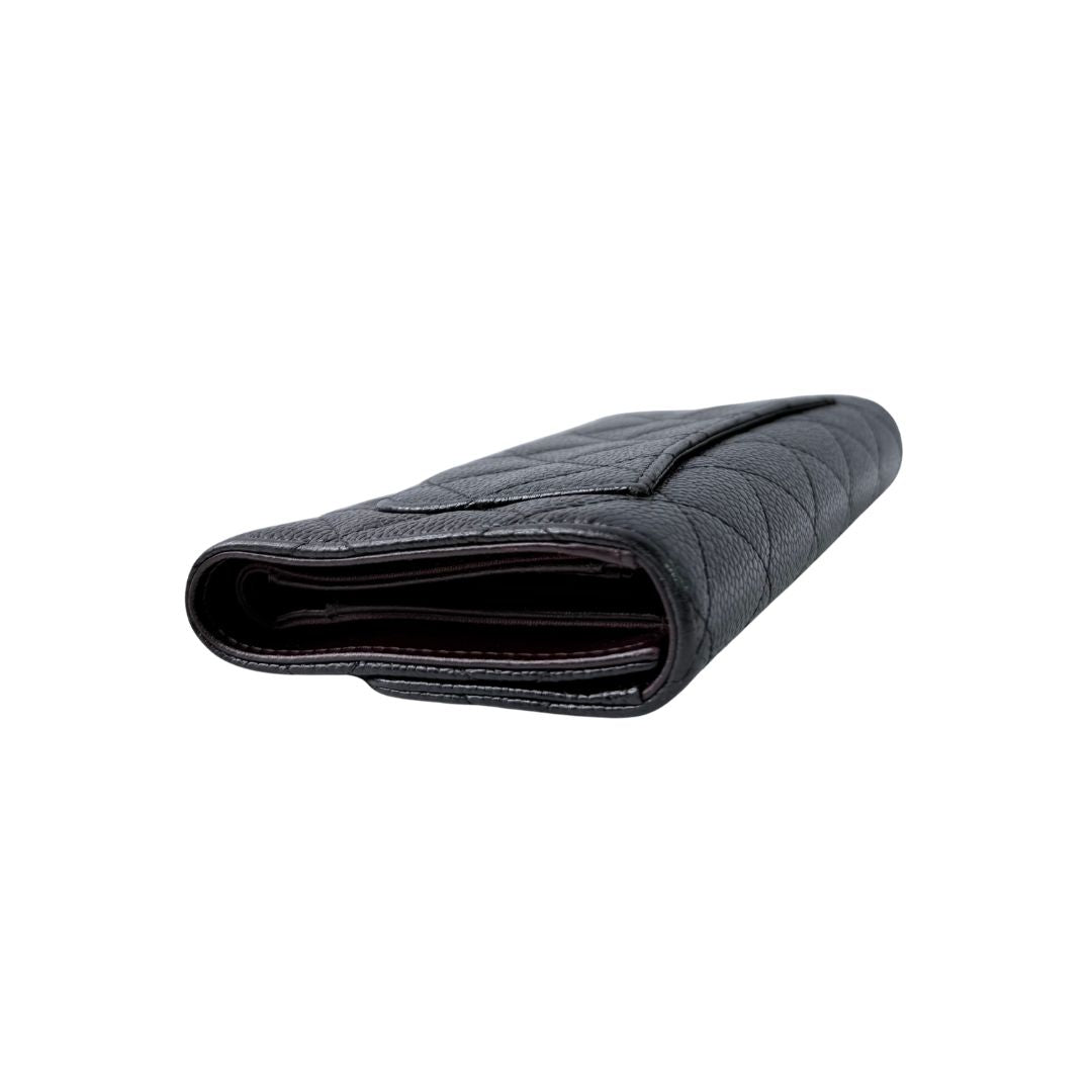 Chanel Black Caviar Classic Long Flap Wallet