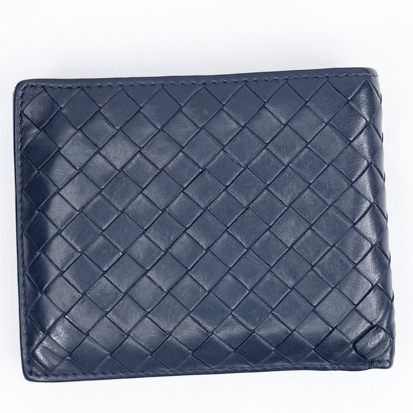 Bottega Veneta Intrecciato Wallet Bifold Leather Unisex Made in Italy Navy