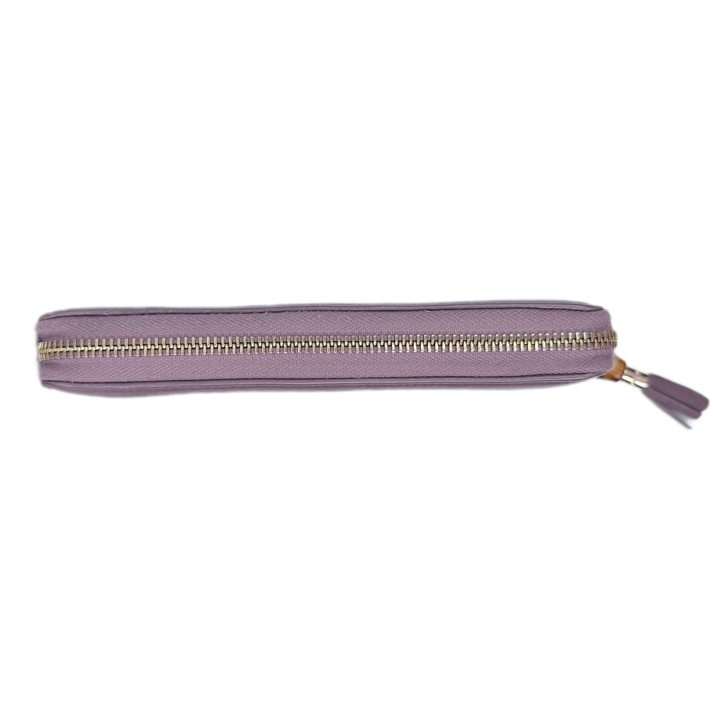 Gucci Purple Leather Bamboo Tassel Zip Around Wallet