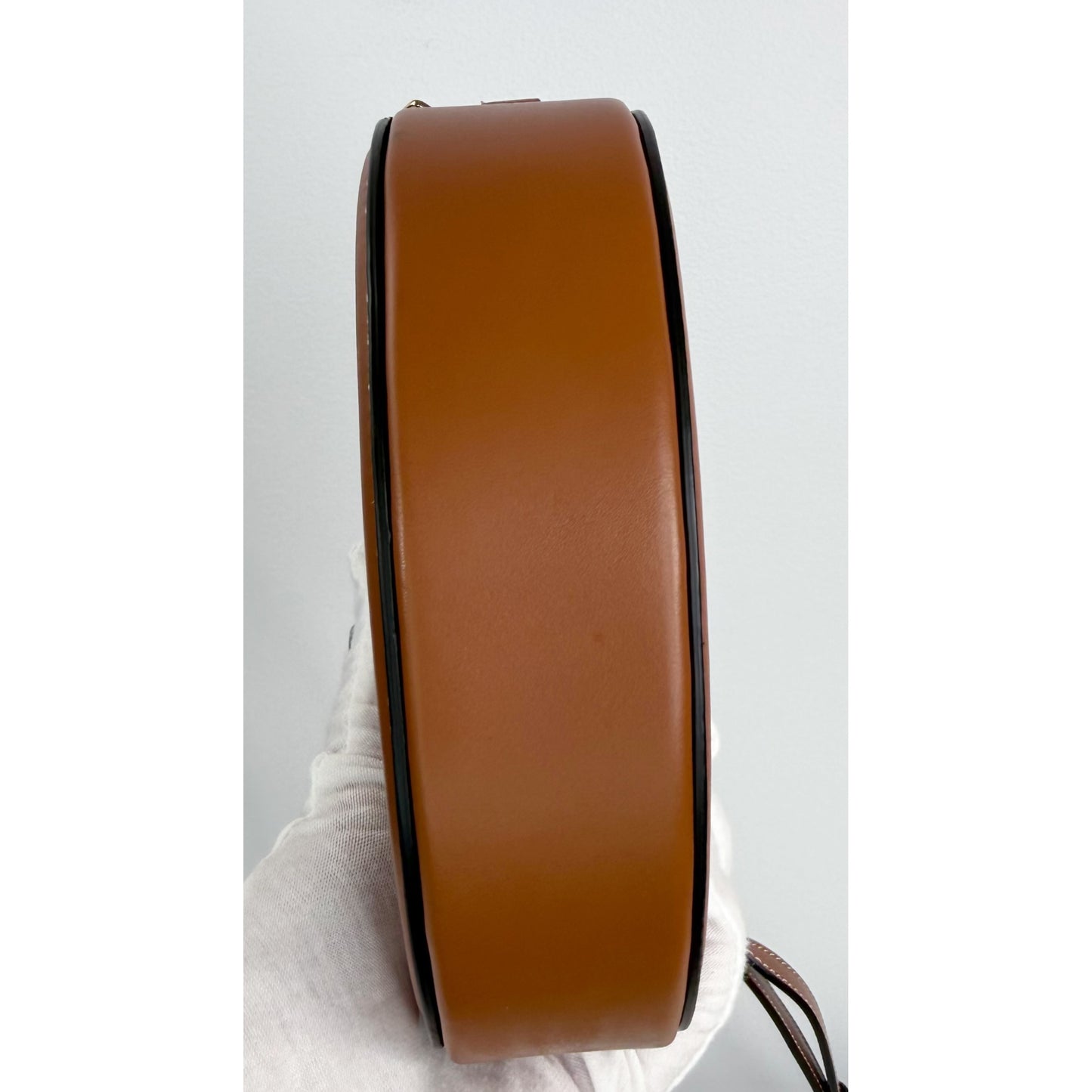 Celine Mini Triomphe Oval Crossbody Bag Tan Smooth Calfskin Leather Cuir