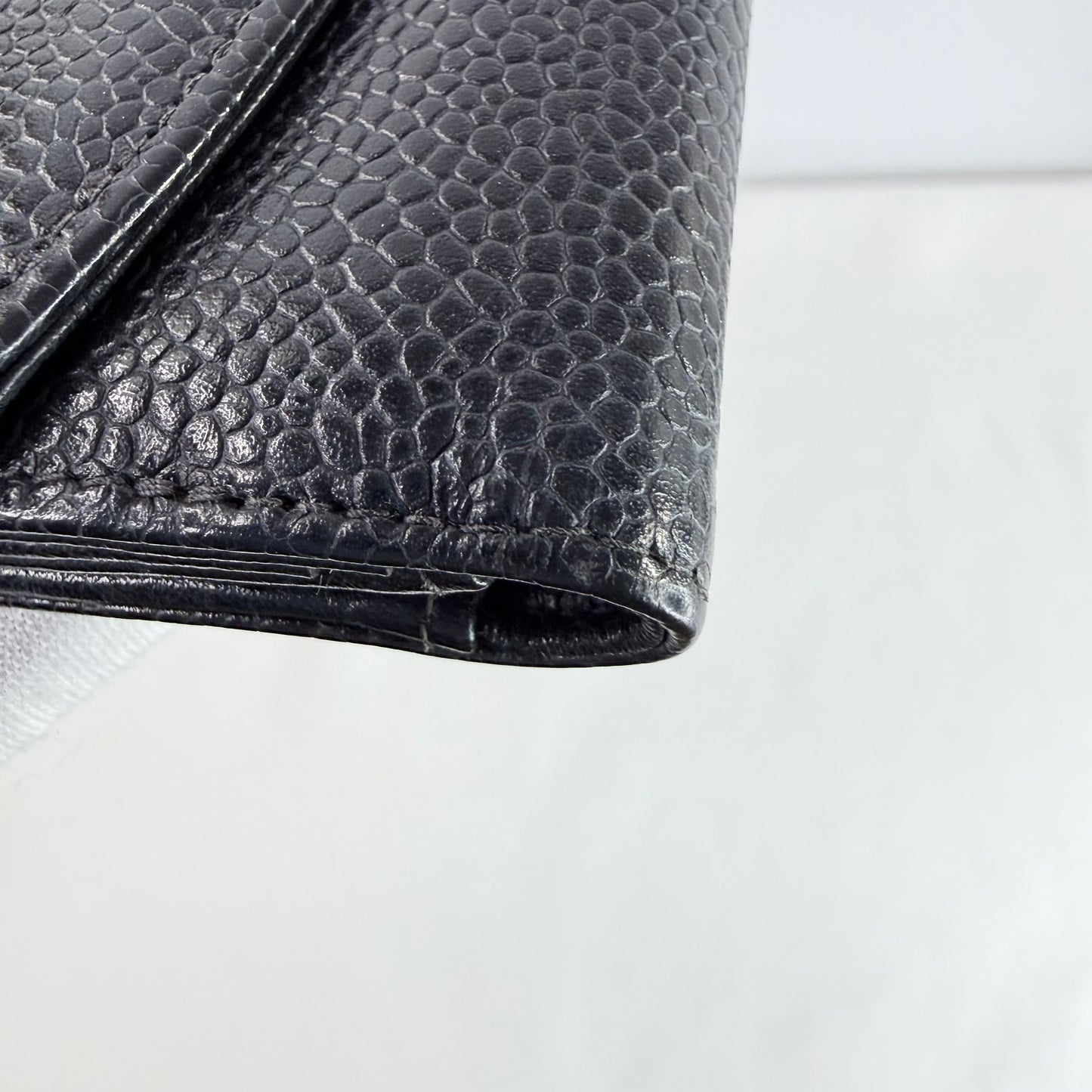 Chanel Black Caviar Leather Compact Wallet