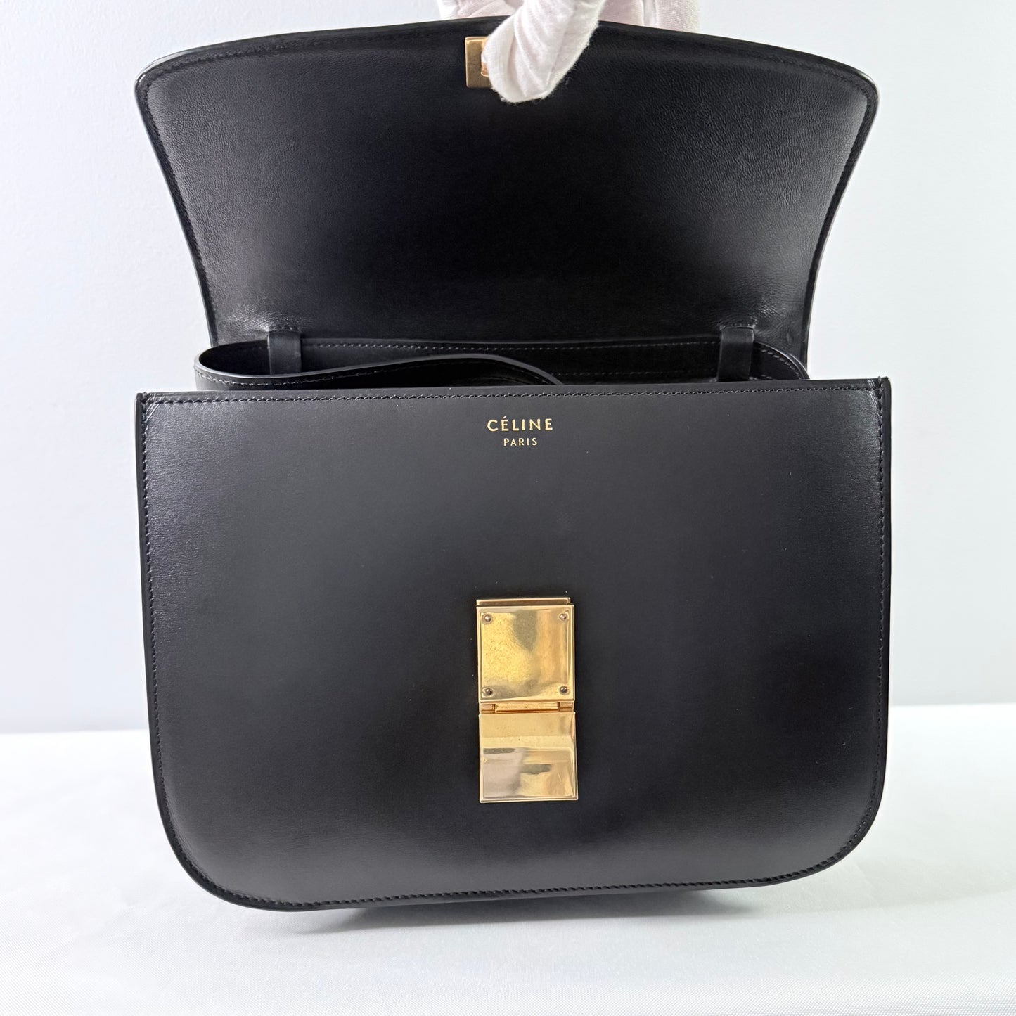 Celine Classic Smooth Calfskin Black Medium Box Bag