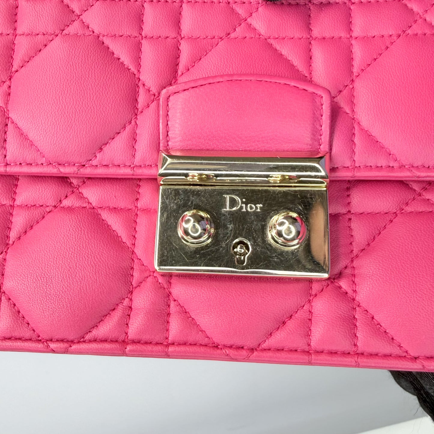 Christian Dior Miss Dior Cannage Pink Lambskin Wallet on Chain