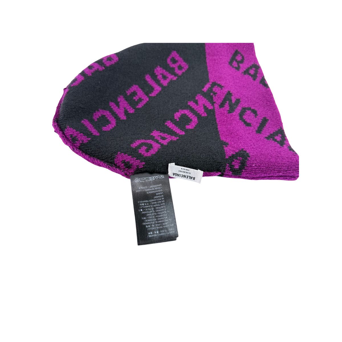Balenciaga All Over Logo Knit Pink Black Beanie Hat