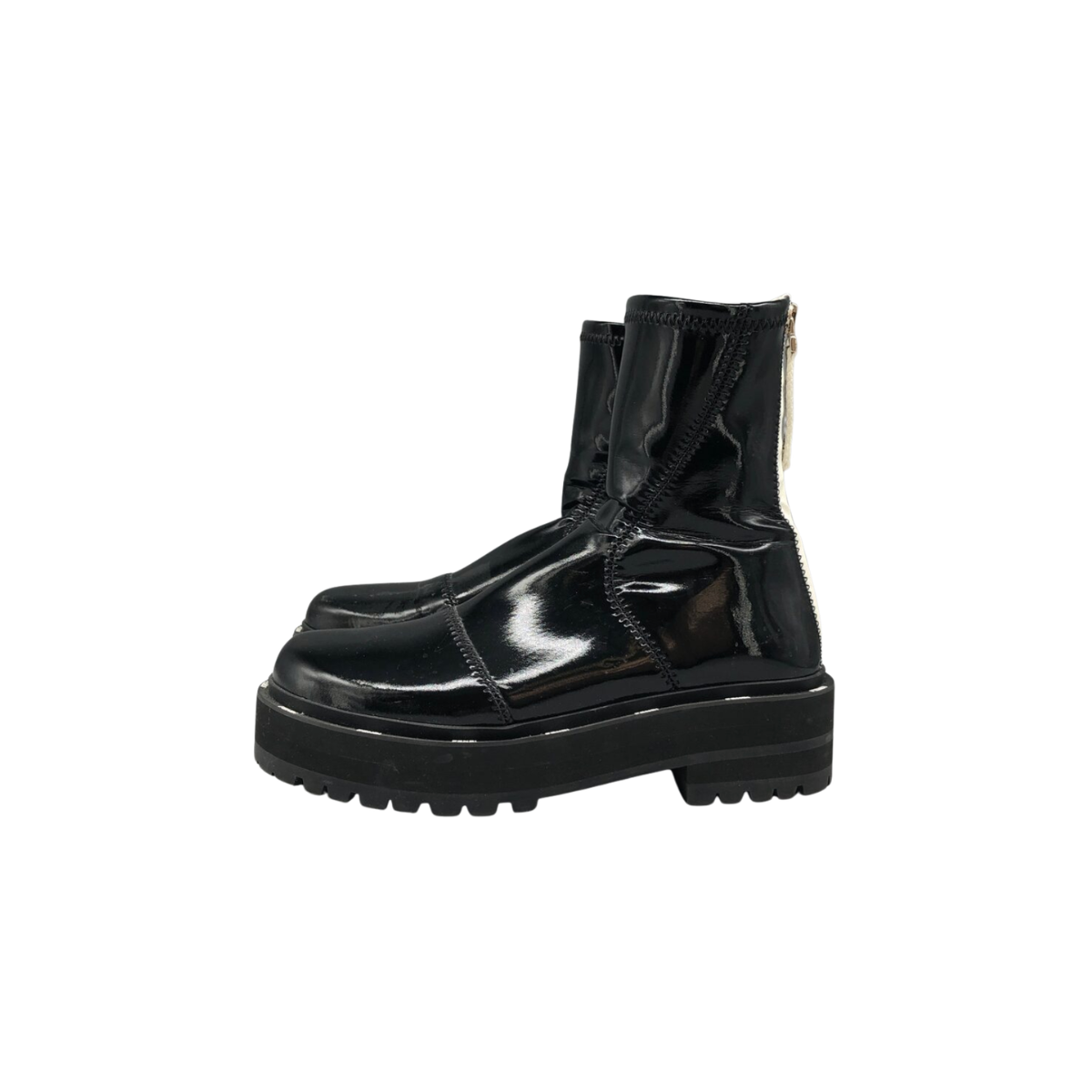 Fendi Platform Ankle Boots Black Patent Leather