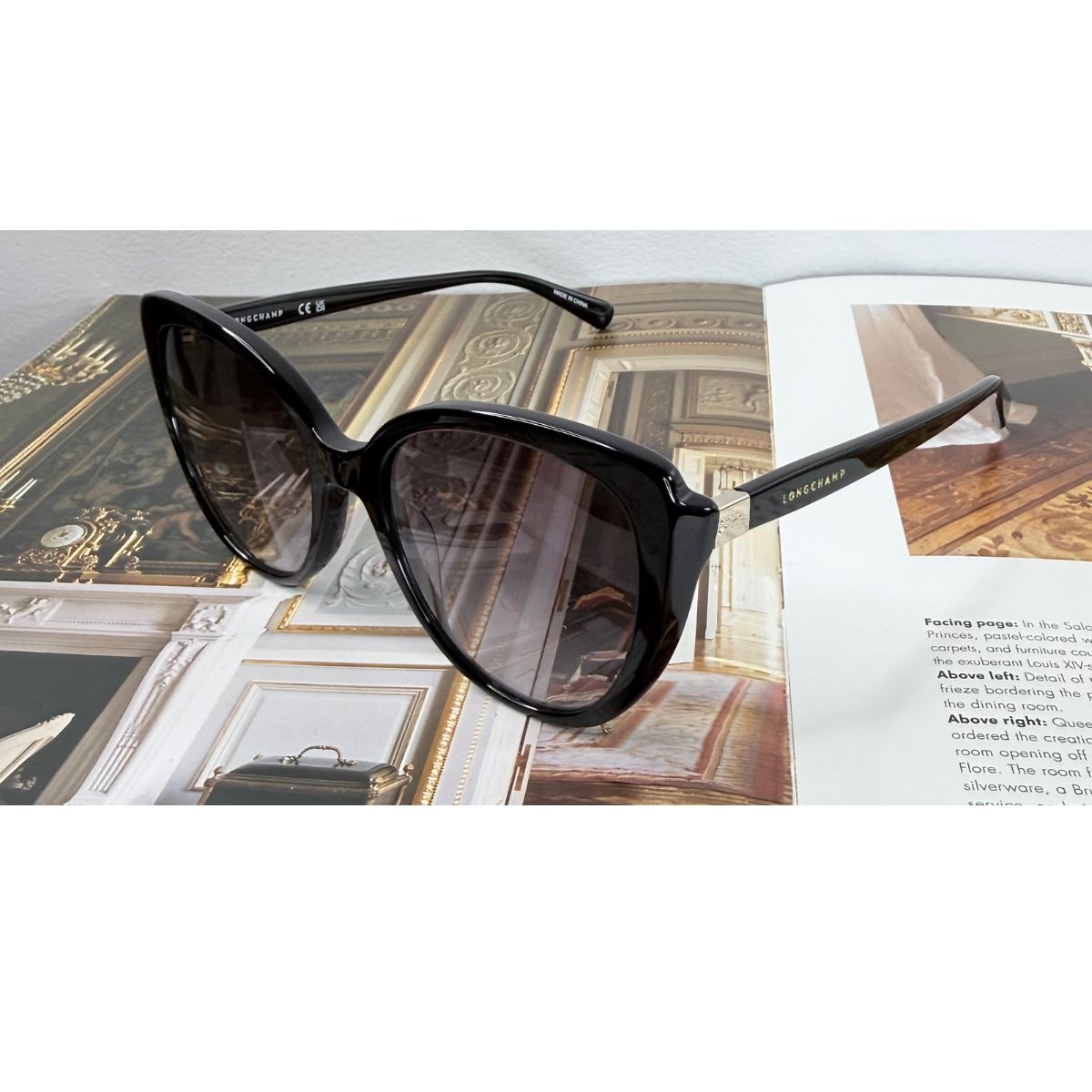 Longchamp Black Grey Gradient Cat Eye Sunglasses