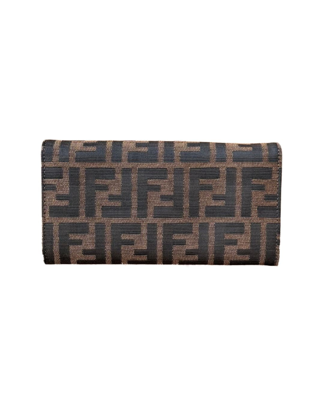 Fendi Vintage Zucca FF Brown Canvas Continental Wallet
