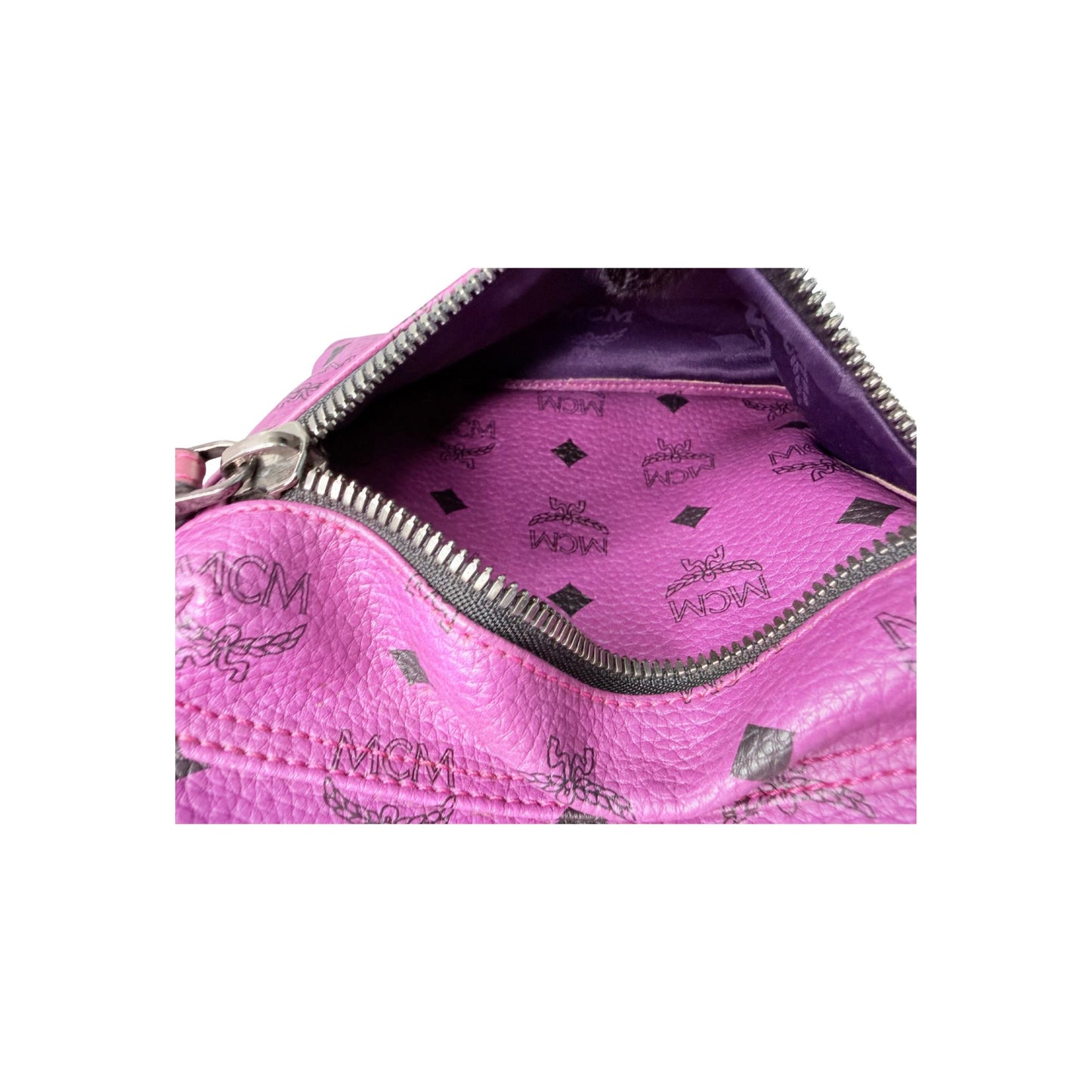 MCM Stark Visetos Purple Leather Backpack