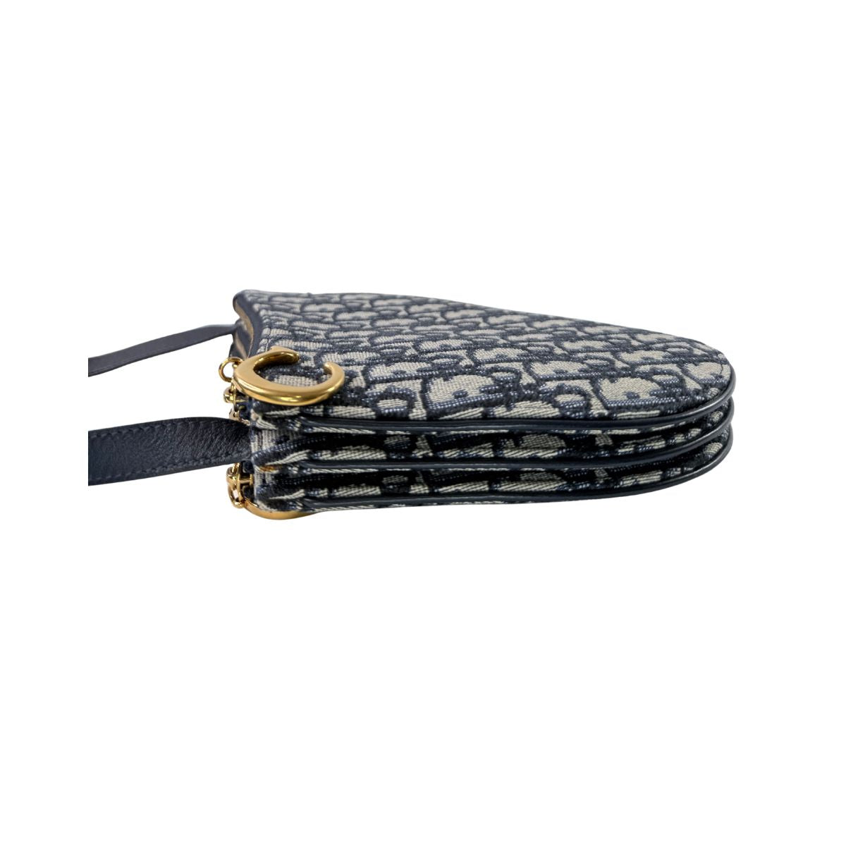 Christian Dior Oblique Saddle Trio Pouch Navy Canvas Crossbody Bag