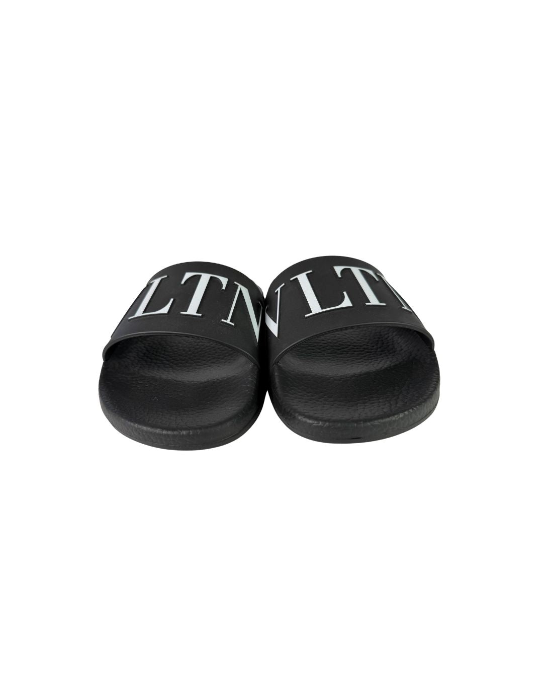 Valentino Garavani VLTN Logo Black Rubber Slide Sandals