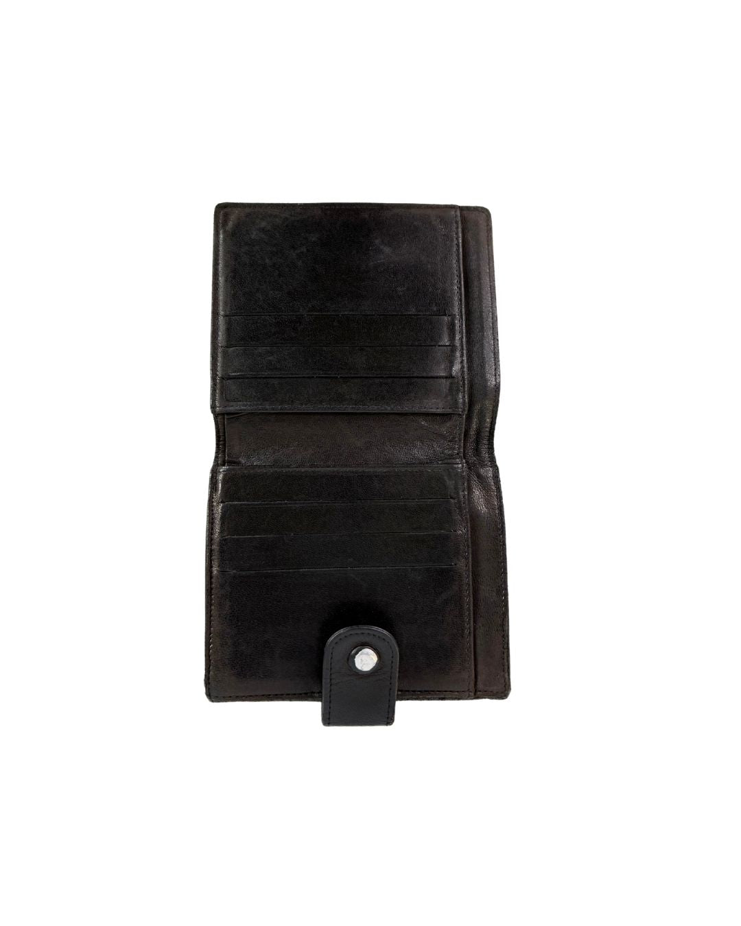 Chanel Vintage CC Black Lambskin Leather Compact Wallet