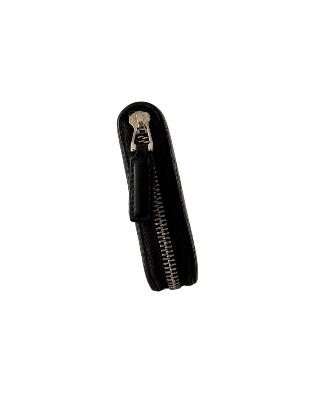Gucci Web Guccissima Black Leather Zip Around Wallet