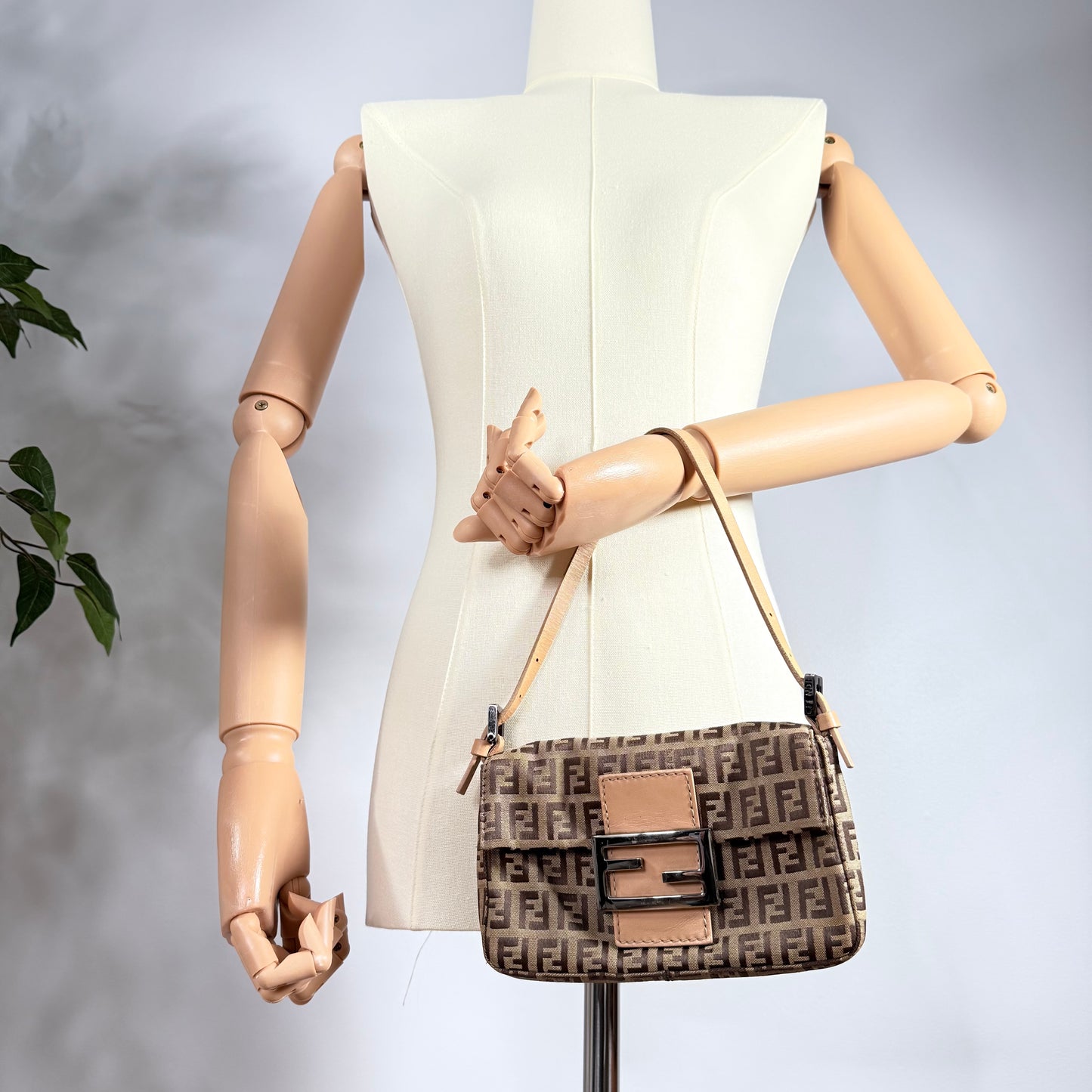 Fendi Zucchino Baguette Mini Bag