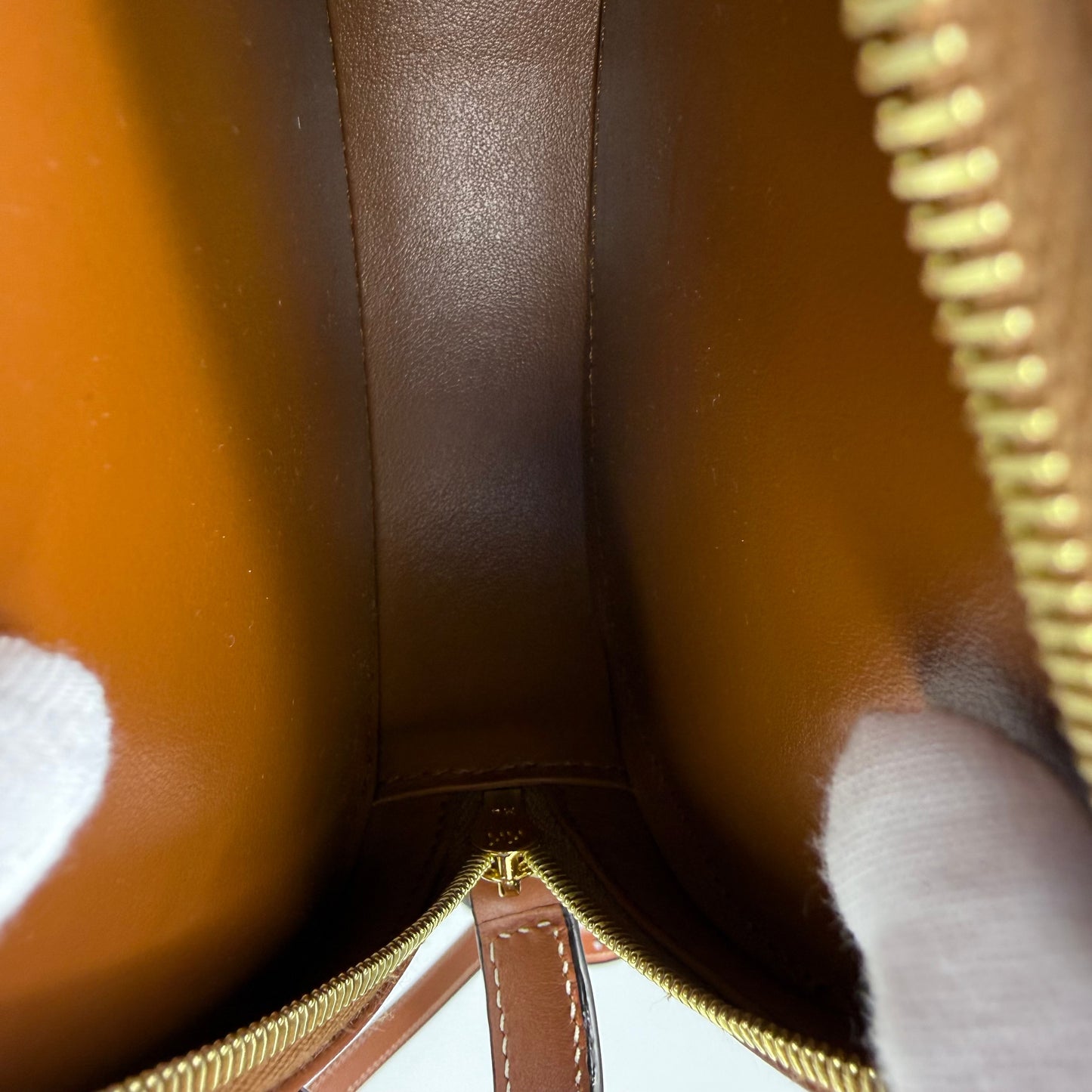 Celine Mini Triomphe Oval Crossbody Bag Tan Smooth Calfskin Leather Cuir